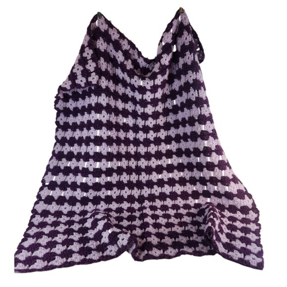 Handmade Crochet‎ Blanket Purple Lavender Cozy Throw Afghan